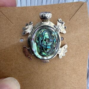 Silver Turtle Brooch with Abalone Shell